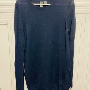Thin Navy Blue Long Sleeve Sweater